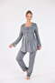 Smoked Special Lace Long Sleeve Cotton Maternity Pajama Set - 4