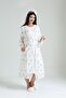 Ecru Floral Patterned Cotton Maternity Nightgown Maternity Nightgown-Dressing Gown Set Set - 5