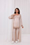 Beige Sleeve and Collar Lace Long Maternity Maternity Pajamas Set of 3 - 2