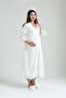 Ecru Double Breasted Lace Patterned Maternity Nightgown-Pajamas Set Set - 3