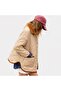 Beige Color Transitional Collar and Trims Velvet Garni Loose Fit Women's Coat - 3