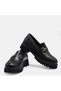 LARGE SIZE WOMEN LOAFER SHOES GENUINE LEATHER BLACK LEATHER - 9