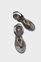 Women's Oval Toe Gold Band Detailed Casual Shoes Sandals Nikkiy Brown - 6