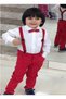 Boy's Long Sleeve Shirt Linen Trousers Bow Tie Suspender Suit 23 April 29 October Performance Costume