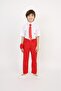 Boy's Short Sleeve Shirt Pants Strap Bow Tie Cravat - 3