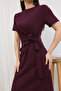 Side-Tie Claret Red Modal Fabric Dress - 6