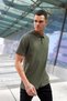 Khaki Sports Polo Collar Buttoned Cotton Casual Short Sleeve Regular Fit T-shirt - 4