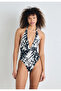 Plunge Neckline One Piece Swimsuit Women