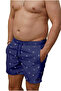 Men's Plus Size Navy Blue Marine Printed Standard Size Swimsuit Sea Shorts - 2