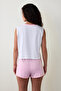 White Printed Cotton Pyjama Set With Suspender Shorts - 5