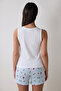 Cotton White and Blue Pyjama Set - 4