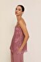 Rose Dried Satin Lace Detailed Strappy Comfortable Cut Blouse - 7