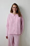 Pink Striped Tie Detail Shirt Collar Pajama Set - 2