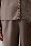 Beige Brownish Shirt Collar Detail Pajama Set - 4