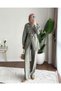 Women's Zara Kupra Seyyar Belt Piece Gold Buttoned Trousers Set - Green