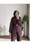 Women's Zara Kupra Seyyar Belt Piece Gold Buttoned Trousers Set - Plum - 4