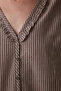 Beige Brownish Shirt Collar Detail Pajama Set - 3
