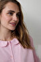 Pink Striped Tie Detail Shirt Collar Pajama Set - 3