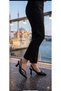 Double Strap Buckle Detailed Very Comfortable Fit Black Patent Leather Women's Heeled Shoes (Heel Height 8cm)