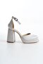 Women's Blunt Toe Platform Scarf Evening Dress Stilette Shoes Nara Silver - 3