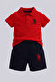 Baby Boy Polo Collar Pigment Printed Summer Regular Fit Red Baby Set Usb1834-B-V5 - 3