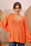 Women's Clothing Blouse Mercerized Sweaters Front Back V Neck Balloon Sleeve Thin Mercerized Knitwear Knitted Loose Sweater 3149 - 3