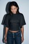 Wonsa Slim Fit Waist-Skimming Wide Sleeve Natural Viscose Blended Textured Jacquard Y2K Top & Women's Blouse - Black - 3