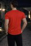 Men's Oval Collar Red T-Shirt - 3