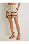 X Şahika Ercümen - Linen Blend Shorts with Batik Pattern and Pockets, Lined - 3