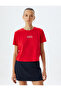 Crop T-Shirt Slogan Printed Crew Neck Short Sleeve Cotton - 3
