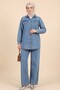 Buttoned Pocket Detailed Wide Leg Trousers Jeans Set - 2