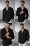 Men's Black Comfortable Fit Long Sleeve Ribbed Ottoman Shirt - 7