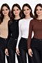 Women's 4-Pack Crew Neck Long Sleeve Stretch Fabric Basic Body