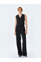 Wide Leg Fabric Trousers with Elastic Waist Pockets - 2