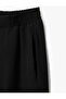 Wide Leg Fabric Trousers with Elastic Waist Pockets - 5