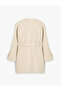 Double Breasted Thin Stamp Coat with Long Sleeve Belt Pockets - 4
