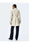 Gabardine Fabric Double Breasted Trench Coat with Belt Pockets - 5