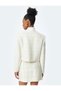 Buttoned Long Sleeve Round Neck Tweed Jacket - 6