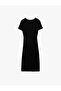 Round Neck Short Sleeve Midi Length Pencil Dress - 4