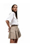 Cotton Gabardine Fabric Cargo Pocket Mini Pleated Shorts Skirt - 2
