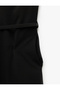 Crepe Fabric Sleeveless Pocketed Belted Slim Fit A-Line Midi Length V-Neck Dress - 6