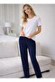 Women's Combed Cotton Fabric Single Pajama Bottom 09 Navy Blue - 6