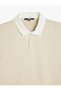 Long Sleeve Cotton Blended Color Contrast Basic Polo Neck Sweatshirt - 5