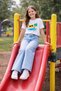 High Quality Girls' High Waist 100% Cotton Palazzo Jean Trousers-C700-Ice-Blue - 4