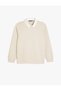 Long Sleeve Cotton Blended Color Contrast Basic Polo Neck Sweatshirt - 3