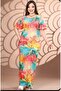Women's Plus Size Rainbow Patterned Lycra Long Viscose Dress with 3 Bows on the Back - 3