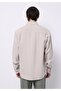 Comfort Fit Shirt Neck Plain Men's Beige Buttoned Long Sleeve Shirt - 2
