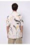 Regular Fit Shirt Neck Printed Men's Beige Short Sleeve Shirt - 2