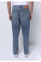 Loose Tapered Fit Men's Mid Indigo Denim Jean Zipper Pants - 2