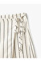 Linen Blended Striped Shorts Skirt with Binding Detail - 5
